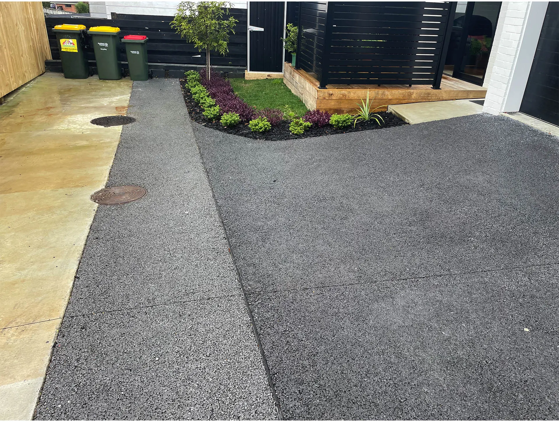 Permeable carparks concrete section in an industrial parking area.