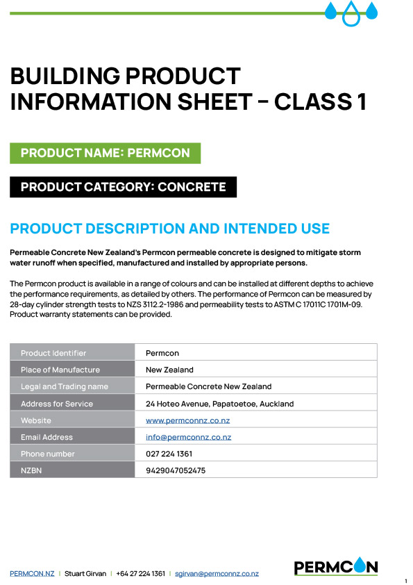 Building Product Information Sheet