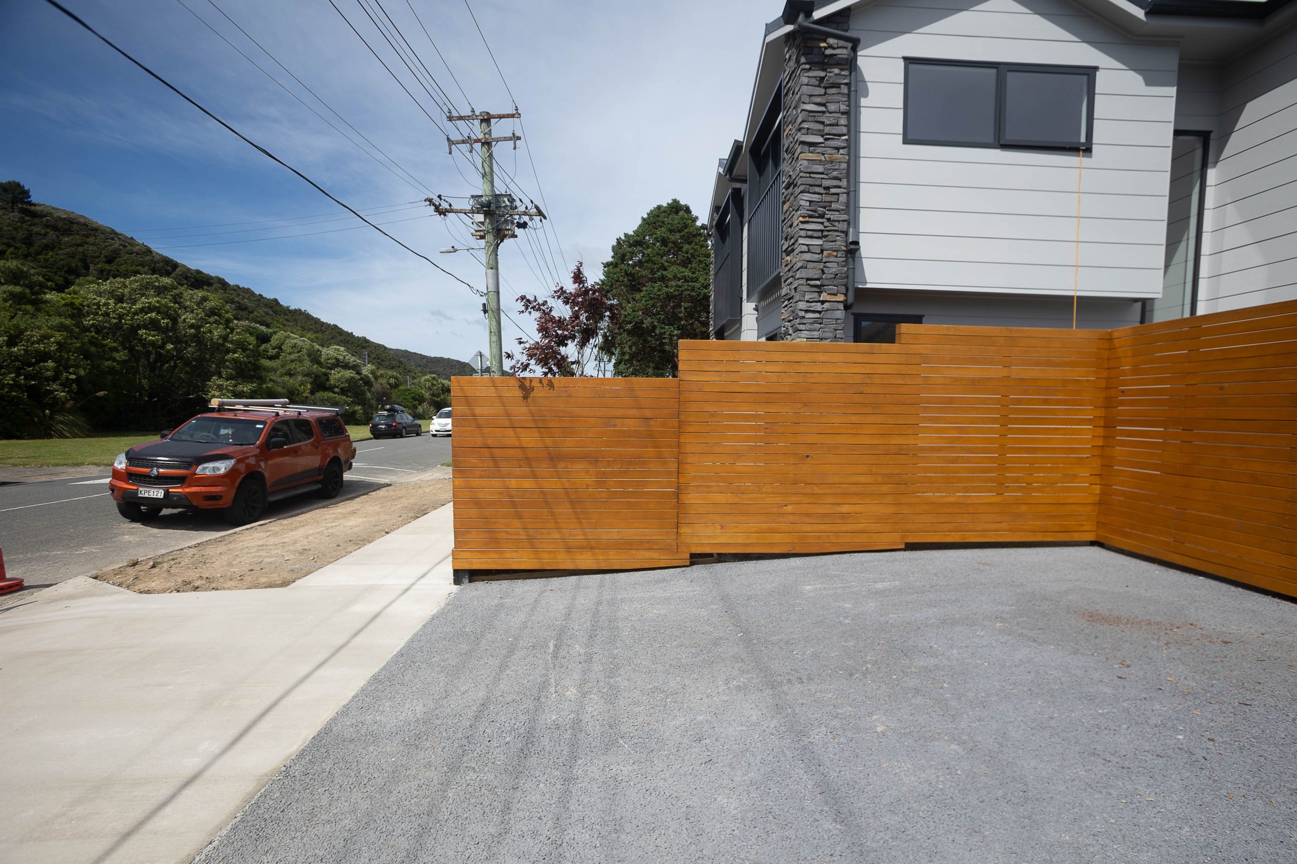 Permeable carparks concrete section in an industrial parking area.