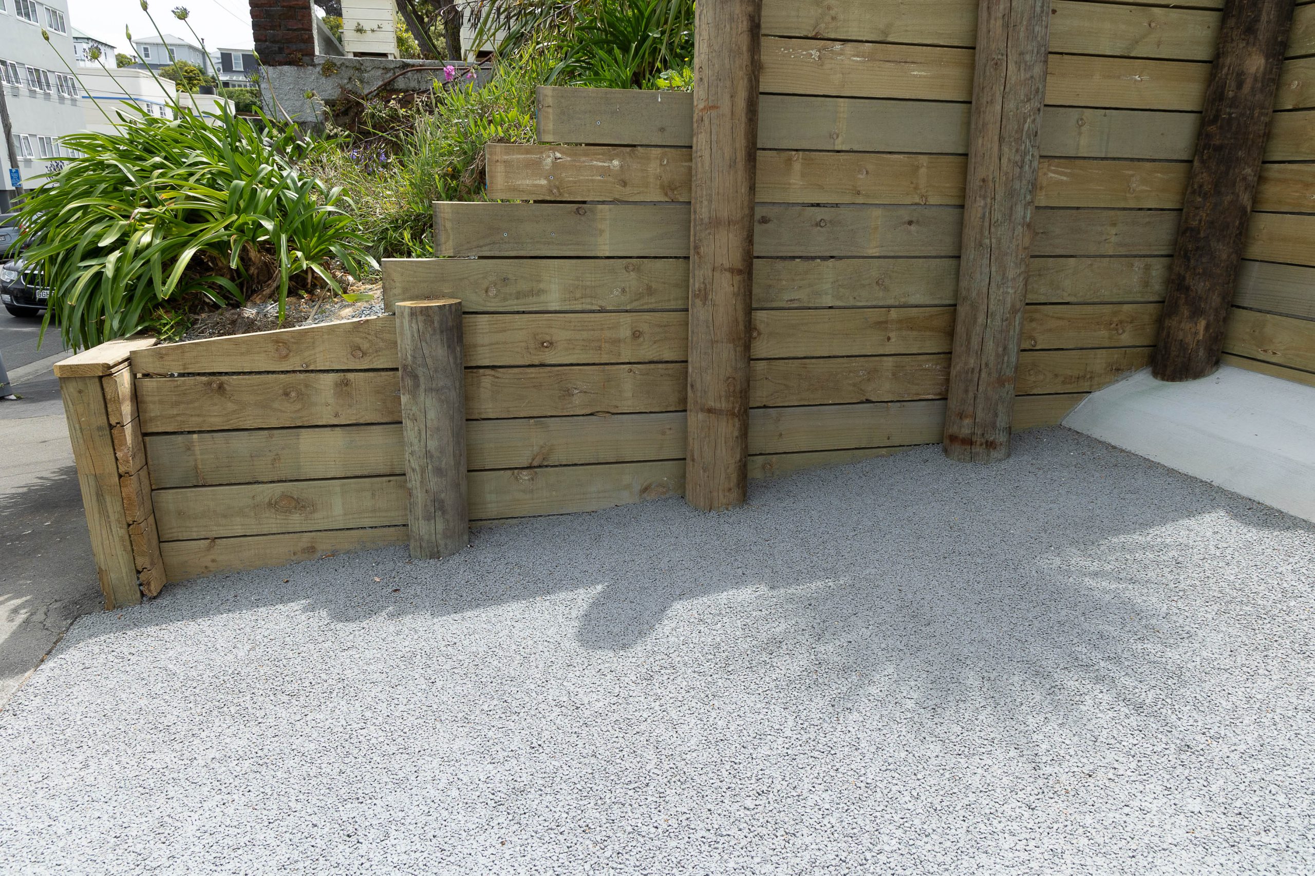 Permeable carparks concrete section in an industrial parking area.